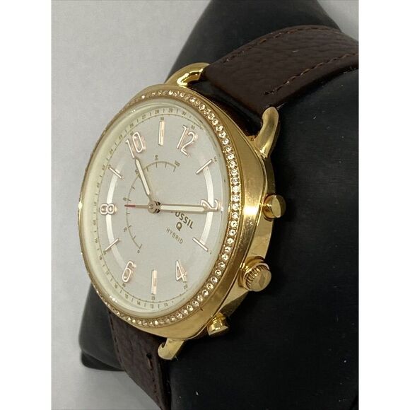 Fossil FTW1208 Women's Brown Leather White Analog Dial Hybrid Smartwatch XX765 - Picture 4 of 12